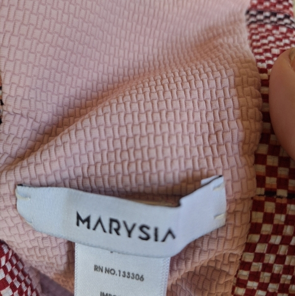 NWOT Marysia Antibes Bikini Bra Scalloped Light Pink/Checked Womens Size XL - Picture 2 of 7